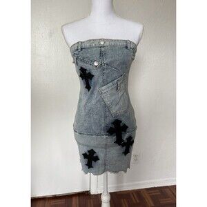 SHEIN Denim Strapless Mini Dress Size M
